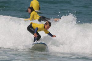 Kids learning surfing ocean safety in Los Angeles
